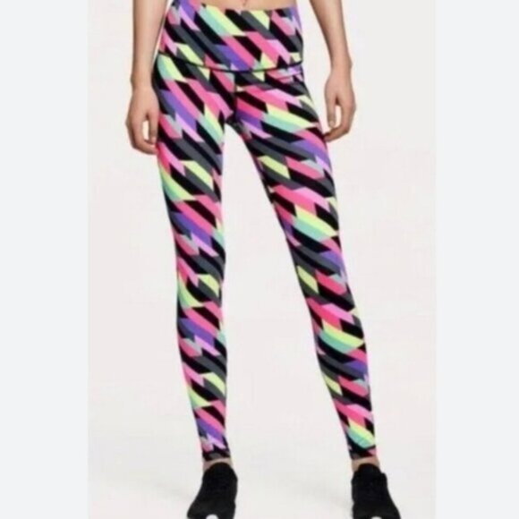 Victoria's Secret Pants - Victoria's Secret Barbie Retro 80s Geometric Patchwork Gym Cyberpunk Leggings L